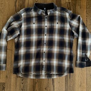 Kuhl Men's Plaid Casual Button Down Shirt - Black and Brown